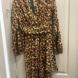 Leopard Print Long Sleeve Dress